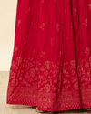Berry Red Mirror Work Foil Print Skirt Top Set image number 3